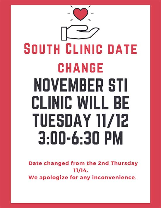 November STI Test Dates changed at South